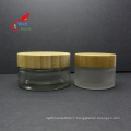 custom luxury glass pump lotion shampoo bottle with bamboo pump cap 50ml 100ml 200ml BJ-213B